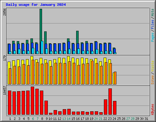 Daily usage for January 2024